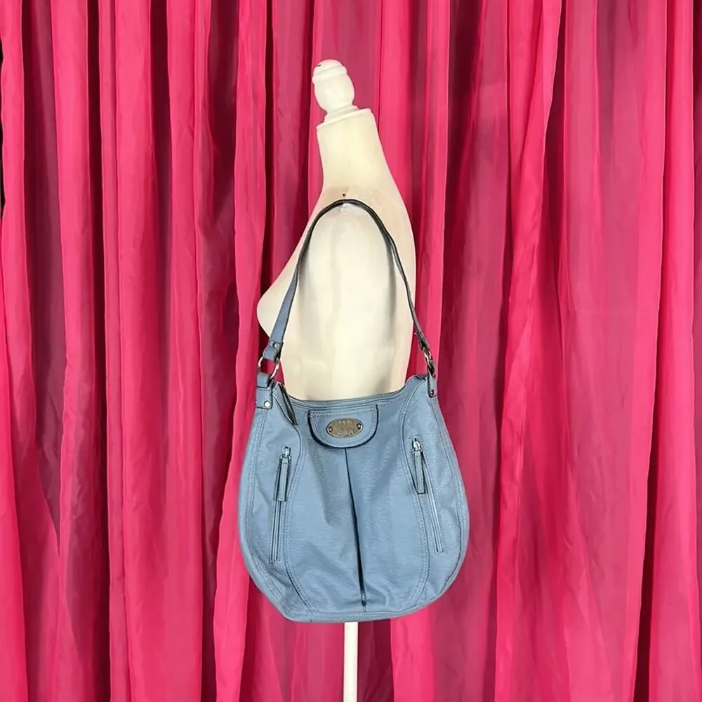 Ruby and Mila large powder blue faux leather hobo bag‎